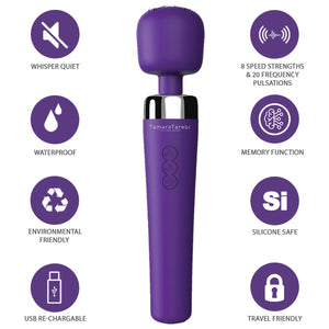 Cordless Personal Electric Wand Massager - 8 Powerful Speeds and 20 Vibration Patterns (Purple)